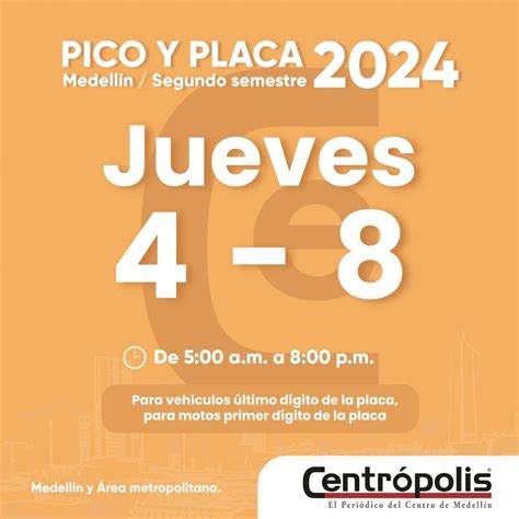 Pico Y Placa En Medell N Jueves De Noviembre De Centr Polis