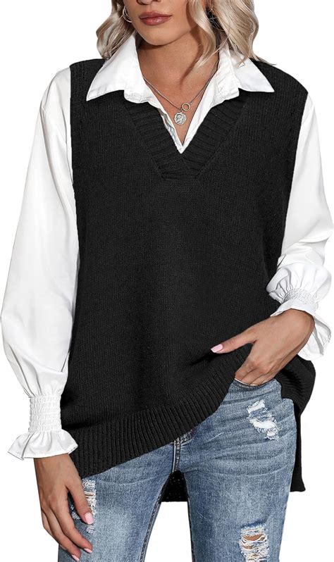 Beyove Sweater Vest Women S Oversized V Neck Sleeveless Pullover