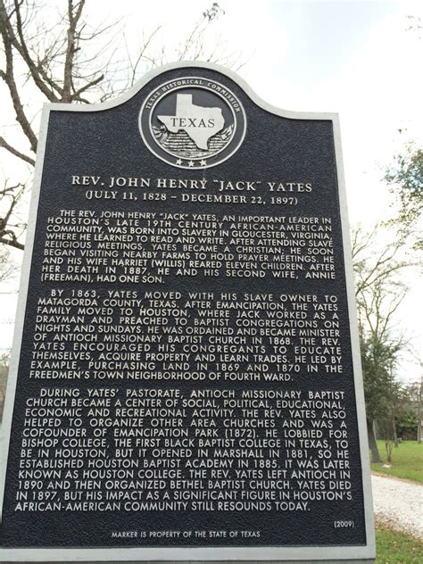 Rev John Henry Jack Yates 1828 1897 Houston History Moving To