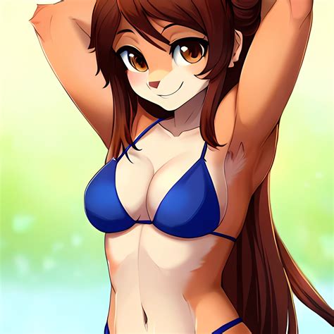 Girl Armpits Arms Behind Head Bikini Brown Eyes Brown Hair Cowboy Shot