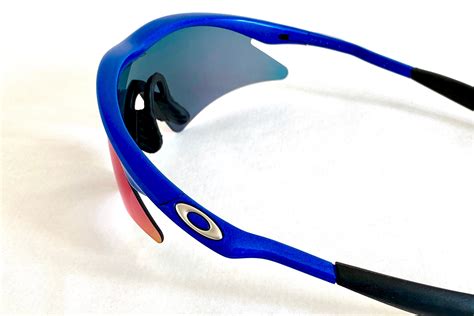 1999 Oakley New M Frame New Blue Red Iridium Sweep Blue Iridium Strike Vintage Sunglasses Full