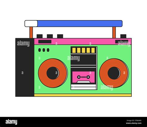 1980s Cassette Boombox 2d Linear Cartoon Object Stock Vector Image And Art Alamy