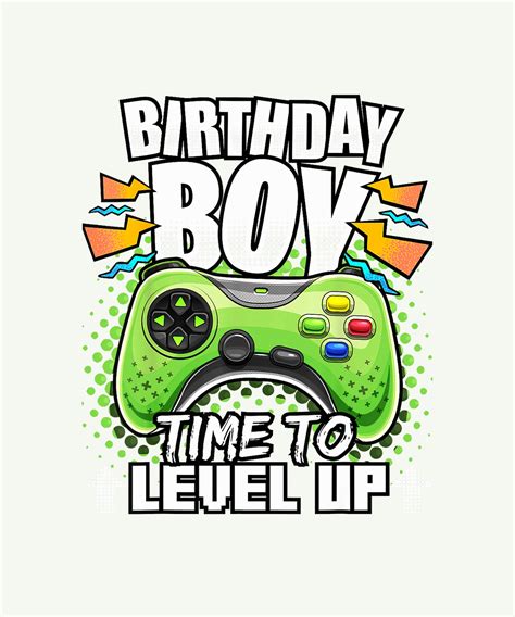 Birthday Boy Time To Level Up Video Game Birthday Gift PNG Etsy