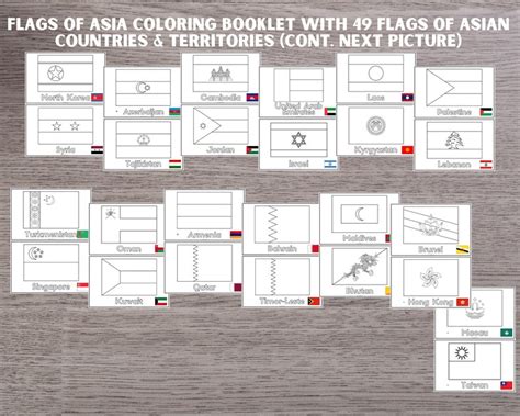 Asia Flags Coloring Pages Flags Of Asia Flash Cards Montessori Asian