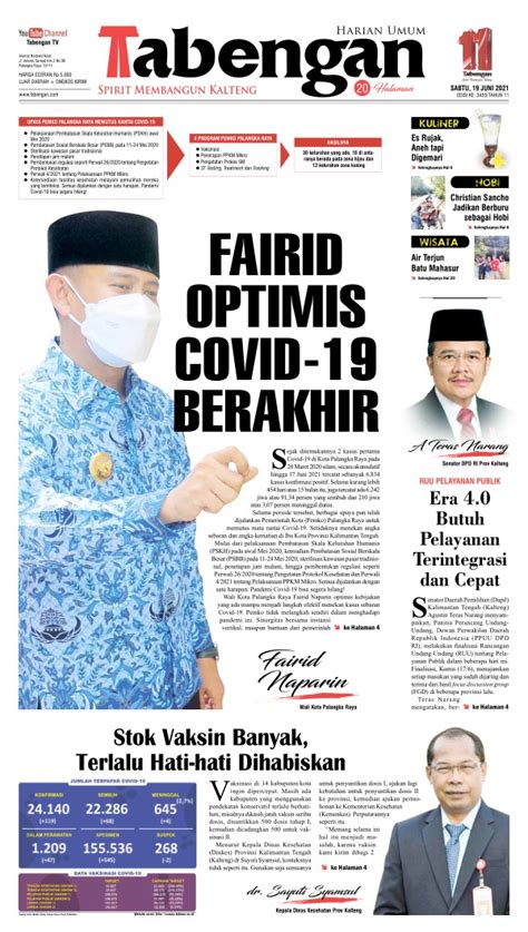 Koran Harian Umum Tabengan Edisi 19 Juni 2021