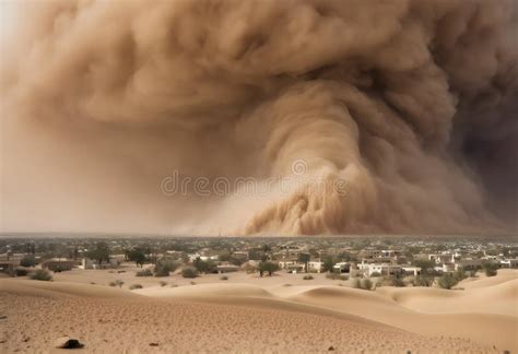 A View Of A Sandstorm In The Desert Stock Illustration Illustration