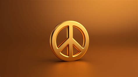 3d Rendering Of Gold Peace Symbol On Vibrant Background Abstract