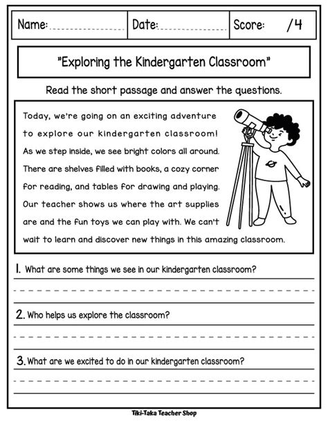 Reading Comprehension Back To School Passages With Answers Made By