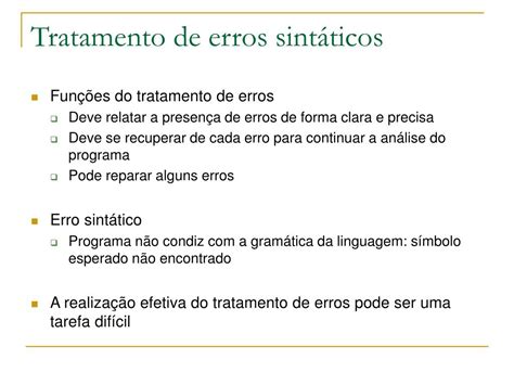 Ppt Tratamento De Erros Sint Ticos Powerpoint Presentation Free