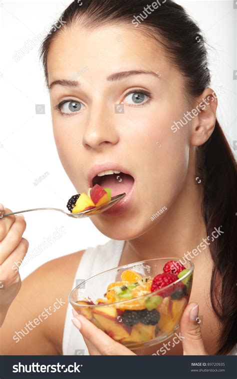 Woman Eating Fruit Salad Stock Photo 89720935 Shutterstock