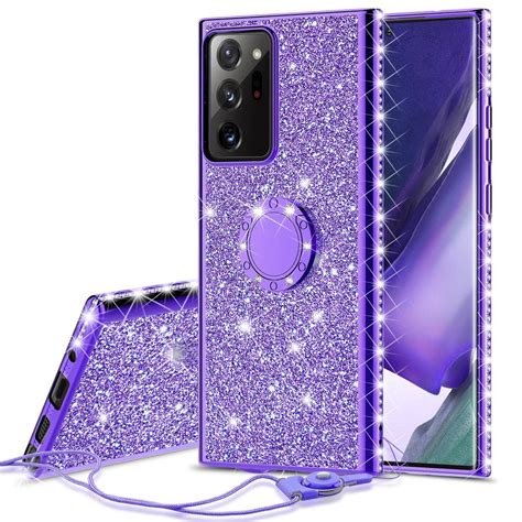 For Samsung Galaxy Note 20 Ultra Glitter Phone Case Ring Kickstand