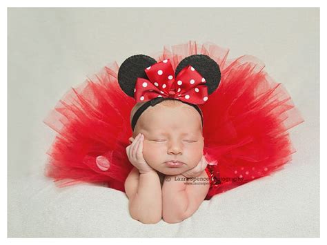 Minnie Mouse Theme Newborn Photo Froggy Pose Photography Baby Girl