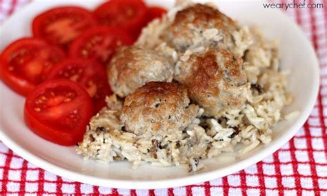 Simple Baked Meatballs with Rice and Gravy - The Weary Chef