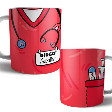 Taza Bata Uniforme Personalizada Profesiones Colores Kartoon Kase En