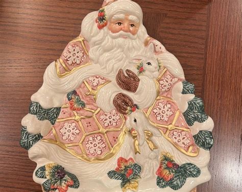 New In Box Fitz And Floyd Snowy Woods Santa Serving Plate Etsy