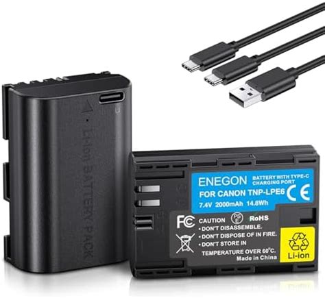 ENEGON LP E6 LP E6N USB C Batería de Repuesto de Carga Directa de 2000