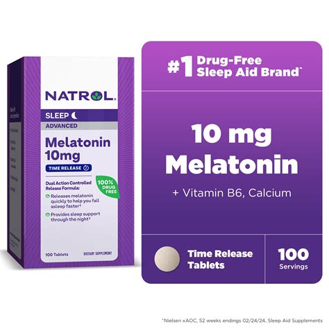 Natrol Advanced Sleep Melatonin, Extended Release Time, Adult Delayed Sleep Aid, 10mg, 100 Ct ...