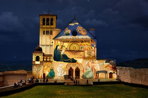 Assisi Accensione E Benedizione Albero E Presepe Basilica San Francesco