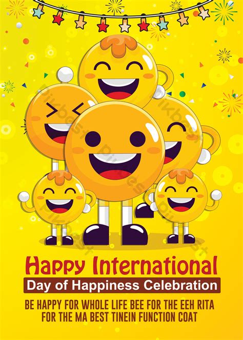 Happy International Day Of Happiness Poster Design Psd Free Download