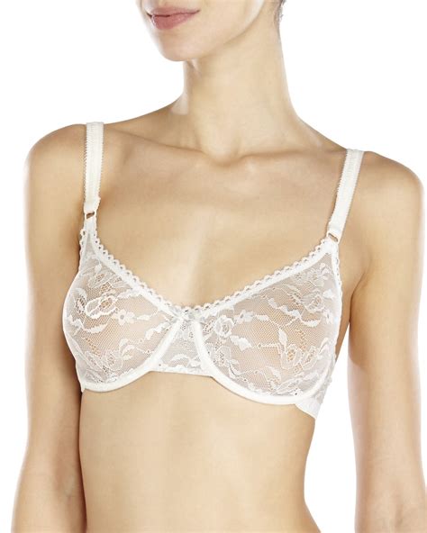 Lyst Emporio Armani Sheer Lace Underwire Bra In White