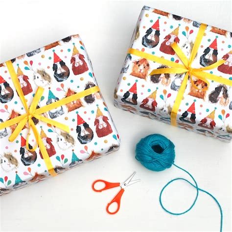 2 Sheets Of Party Guinea Pig Wrapping Paper Etsy