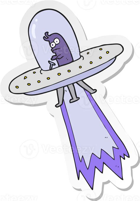 Sticker Of A Cartoon Flying Saucer Png