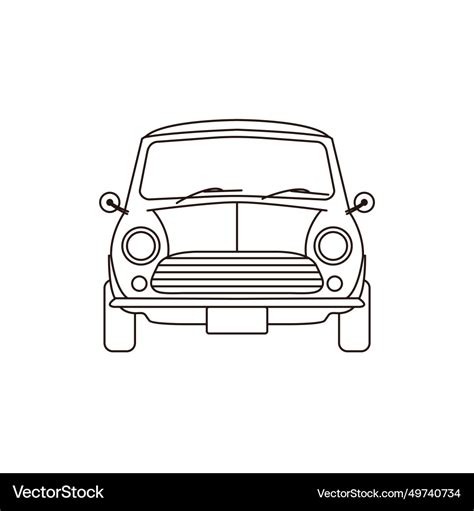 Mini Cooper Car Simple Line Art Logo Design Vector Image