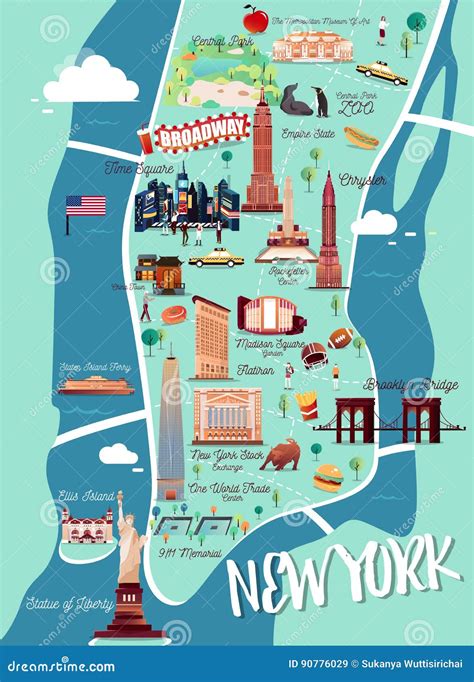 Mapa Del Ejemplo De Nueva York Manhattan Ilustración Del Vector