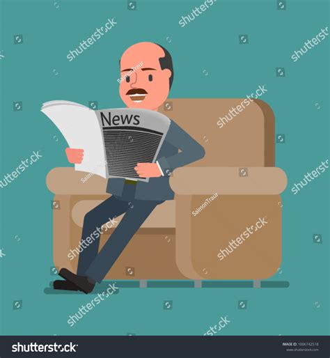 Businessman Sitting Chair Reading Newspaper Vector Stock Vector Royalty Free 1006742518