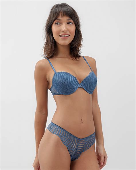 Riachuelo Suti Push Up Renda Aro E Bojo Azul Riachuelo