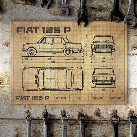 Metal Poster Fiat P Drawing Steelposter