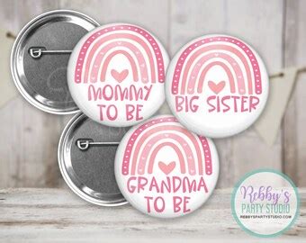 Pink Heart Elephant Girl Baby Shower Badges Mommy To Be Pin Buttons