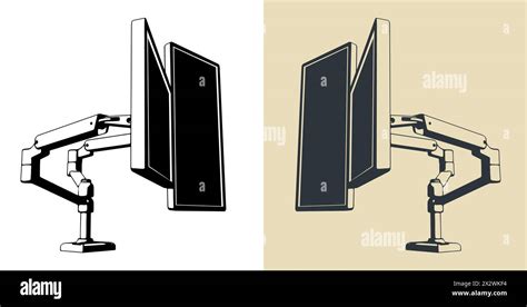 Stylized Vector Illustrations Of Dual Monitor Mount Stock Vector Image