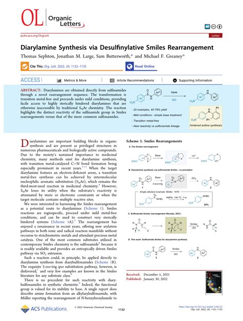 diarylamine synthesis  desulfinylative smiles rearrangement