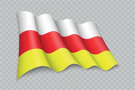 D Realistic Waving Flag Of North Ossetia Alania Is A Region Of Russia