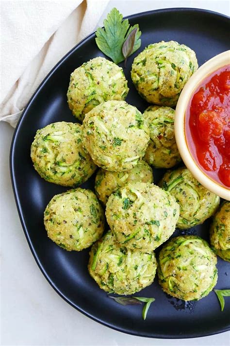 Baked Italian Zucchini Balls Recipe Its A Veg World After All®