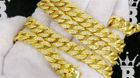 Lemonade 10mm Cuban Gold Iced Out Chain Bling Bling Jewelry Youtube