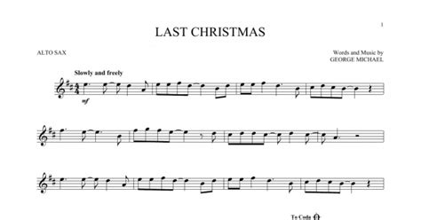 Last Christmas Alto Sax Solo Print Sheet Music Now