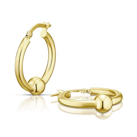 9ct Yellow Gold Ball Hoop Earrings Ernest Jones