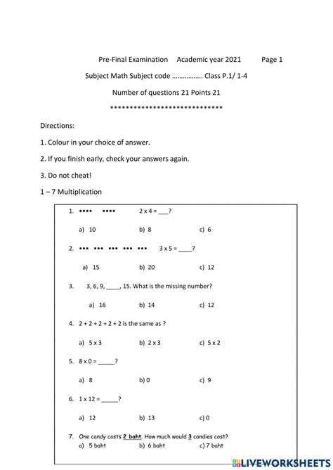 P1 Math Pre-Final Test 1852786 | JordanKerr17 | Live