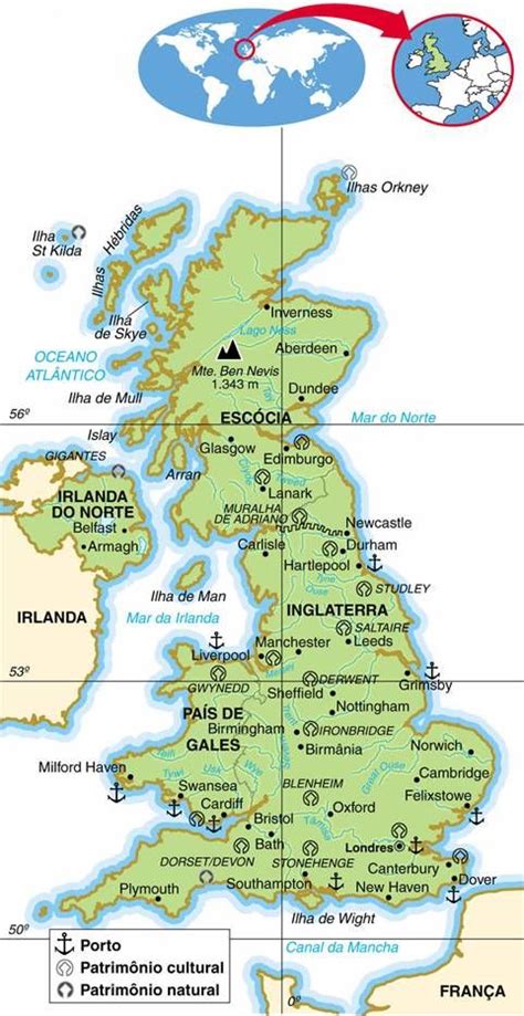 Reino Unido Aspectos GeogrÁficos E Sociais Do Reino Unido Mapa