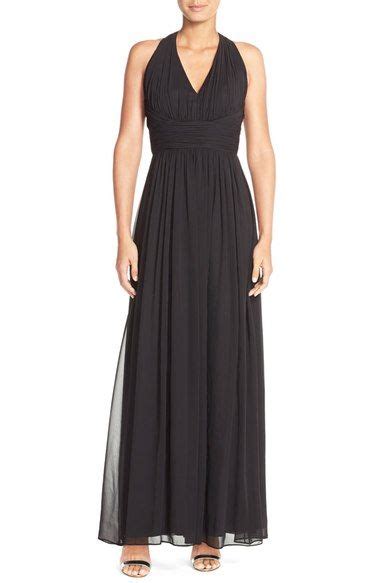 Dessy Collection Dessy Collection Ruched Chiffon V Neck Halter Gown