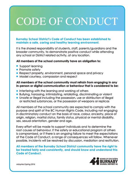 Code of Conduct | Moscrop Secondary School