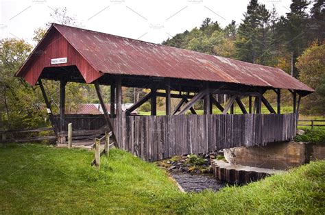 Red Covered Bridge Nature Stock Photos Creative Market