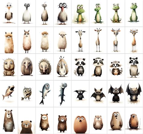 600 Scared & Funny Animals PNG Clipart Set, High-resolution Commercial ...