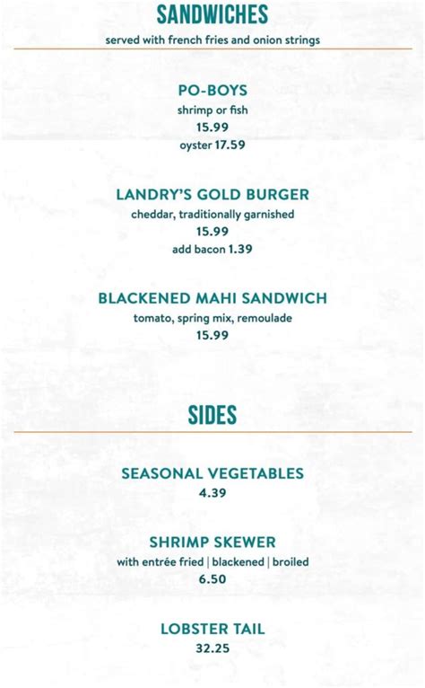 Landry's Seafood House Menu With Prices (Updated: June 2024)