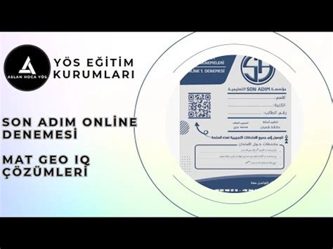 SON ADIM ONLİNE TR YÖS DENEMESİ I MAT GEO IQ ÇÖZÜMLERİ YouTube