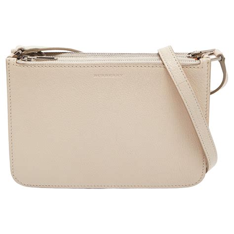 Burberry Cream Leather Triple Zip Crossbody Bag For Sale At 1stDibs