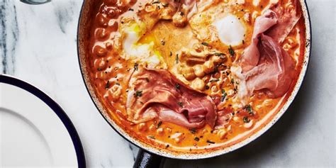 Spicy Creamy Chickpeas With Runny Eggs And Prosciutto Recipe Prosciutto Prosciutto Recipes