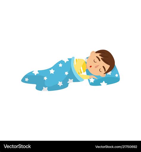 Cute boy sleeping on his bed kids activity daily Vector Image